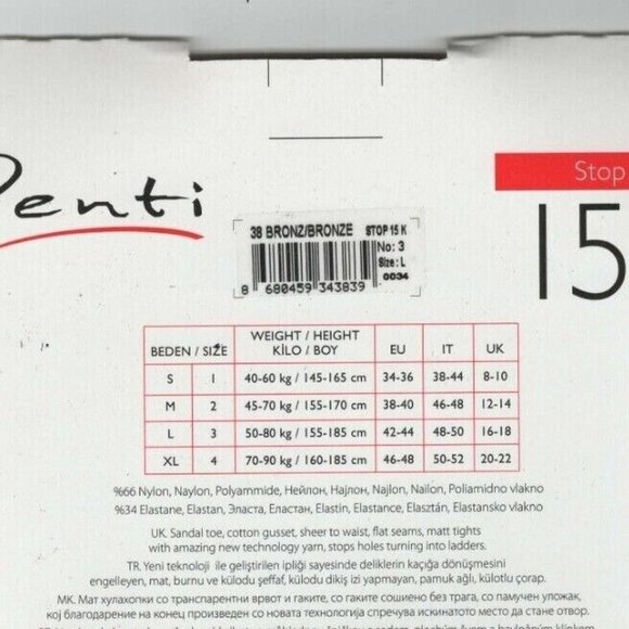 Penti Stop 15 Den Bronze Large #3 Mat New Tech Hole Stop Elegant Tights 3839 - Picture 9 of 10